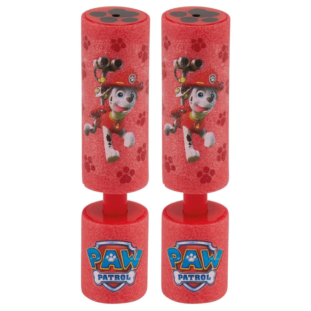 2x Paw Patrol Marshall waterpistool/waterpistolen van foam rood 15 cm
