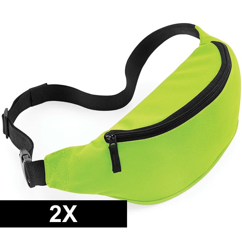 2x Reistasjes verstelbaar limegroen 38 cm