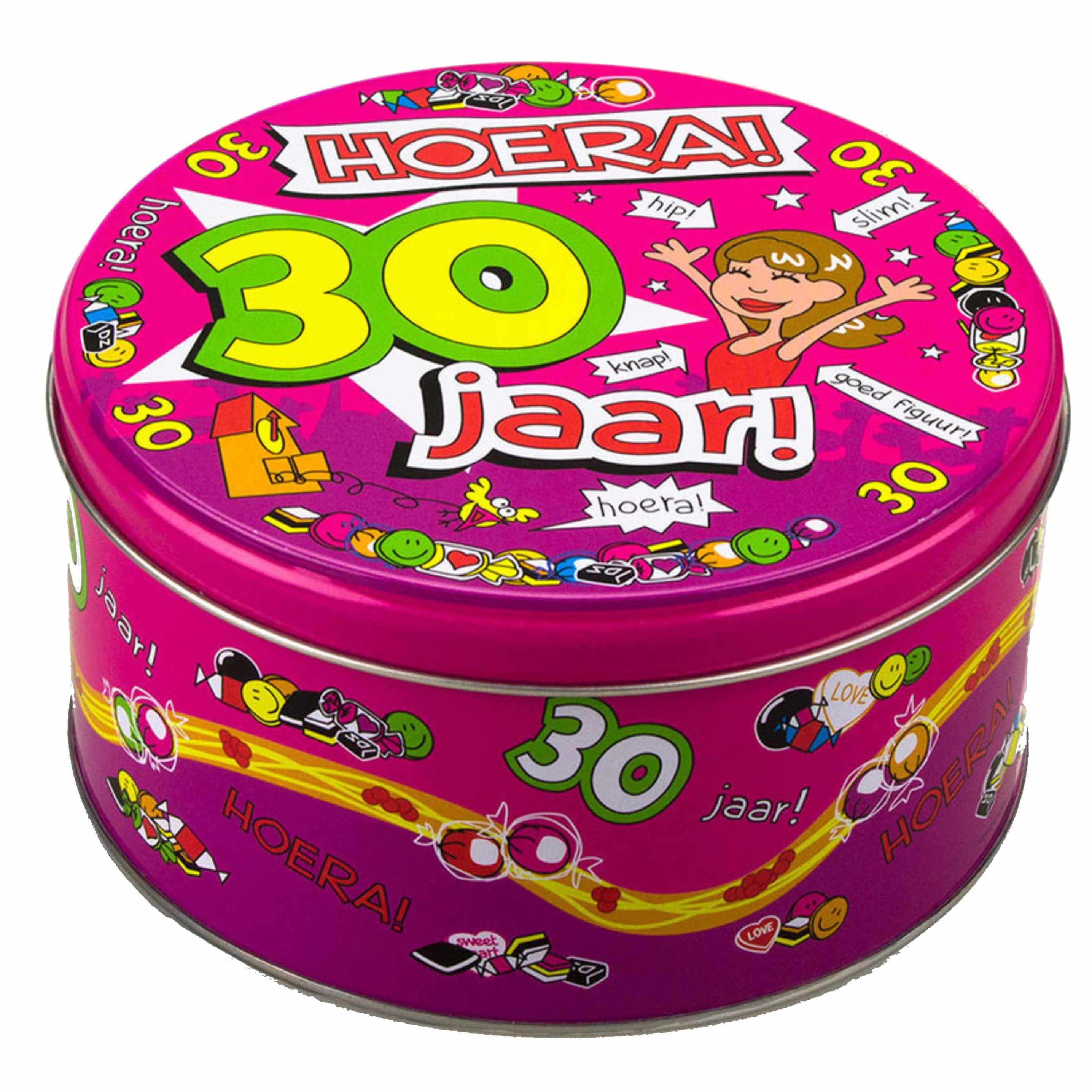30 jaar snoeptrommel - vrouw - koektrommel - 14x7,5 cm - 30e verjaardag cadeau