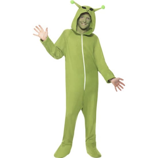 Alien kostuum - groen - onesie - voor kinderen - carnaval - met rits