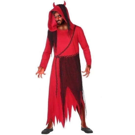Atosa Horror duivel/kwelgeest - verkleed kostuum horror - voor heren - zwart/rood - Halloween