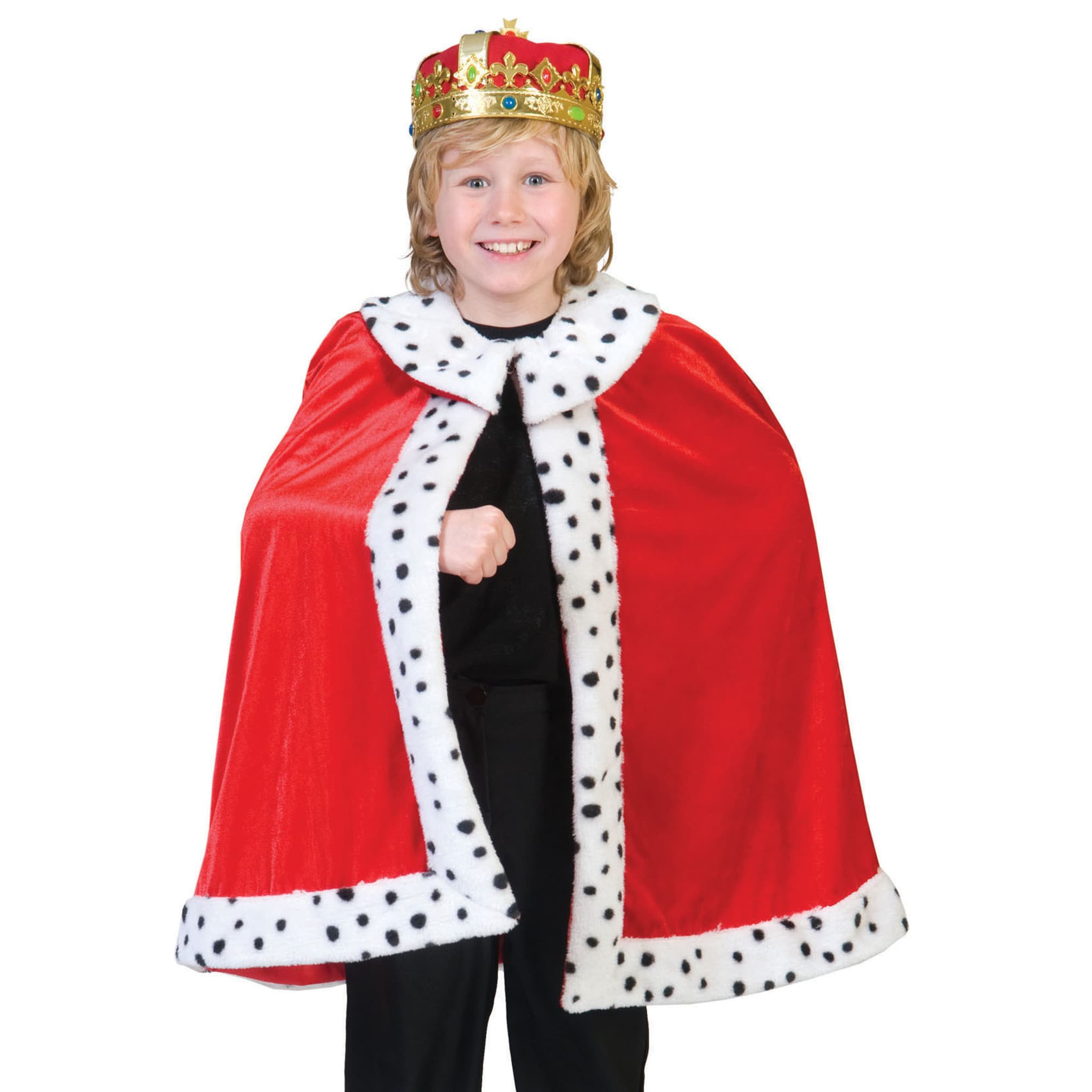 Carnaval verkleedkleding Koning cape - rood - voor kinderen - met witte kraag