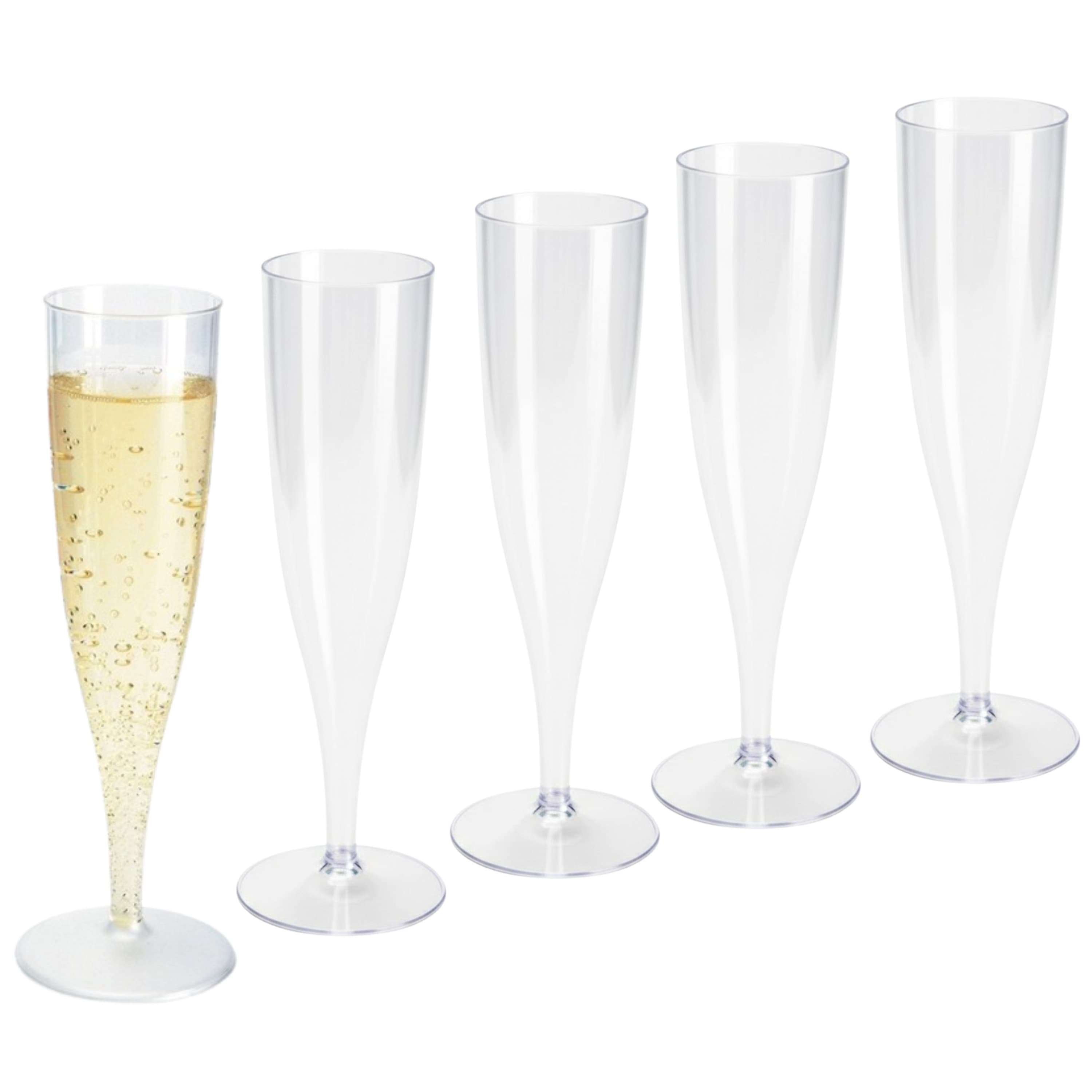 Champagne glazen - 10x stuks - kunststof - transparant - 19 cm - herbruikbaar