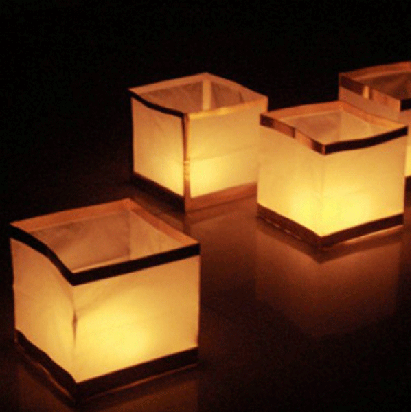 Drijvende lantaarn - 2x stuks - lampion - 15 x 15 cm - wit - Vierkant - voor op het water
