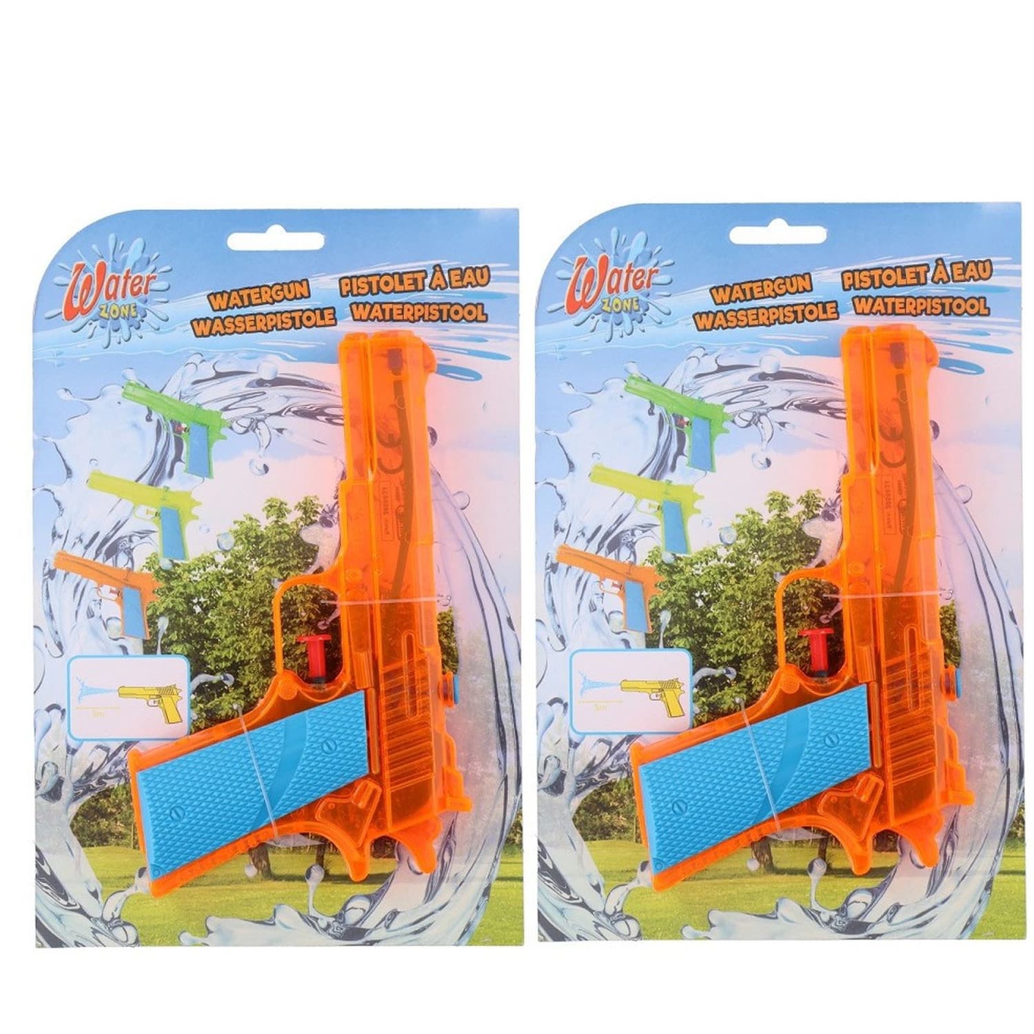 Eddy Toys Waterpistolen - 5x - waterpistool - oranje - 18 cm - kinderen