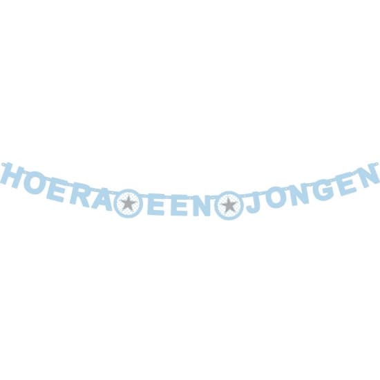 Geboorte Letterslinger - ster hoera een jongen - blauw - 175 x 11 cm - feestartikelen