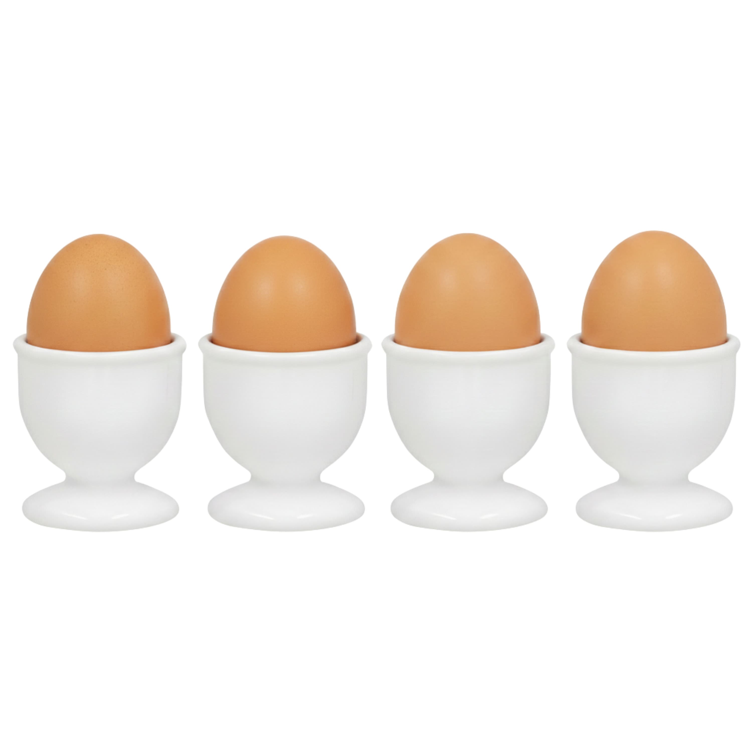 Gerimport Eierdopjes - 4x stuks - wit - kunststof - 4 x 5 cm - voor ontbijt /brunch / Pasen