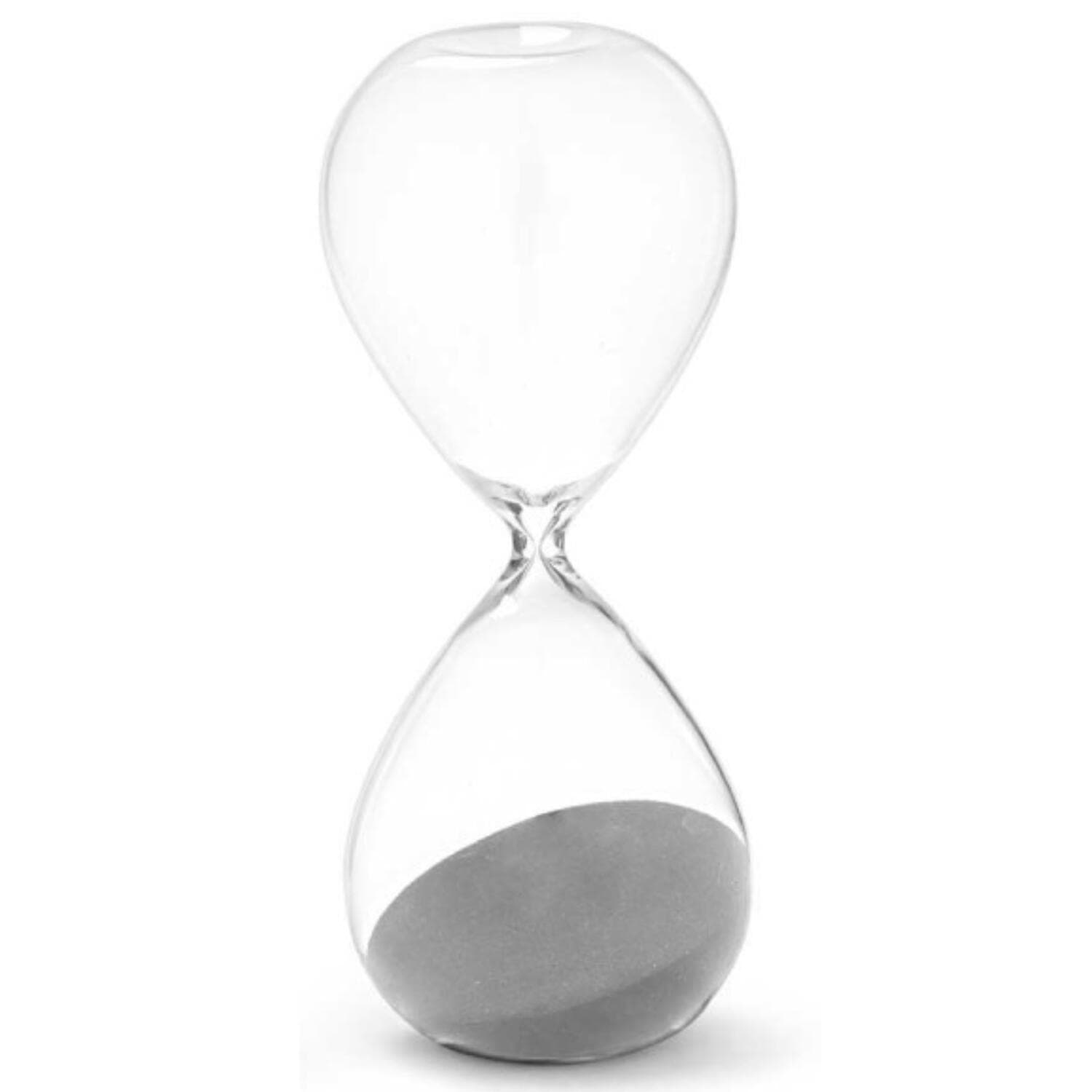 Gift Decor Zandloper cilinder XL - grijs - tijdsmeting - 30 minuten - glas - D8 x H25 cm - decoratie