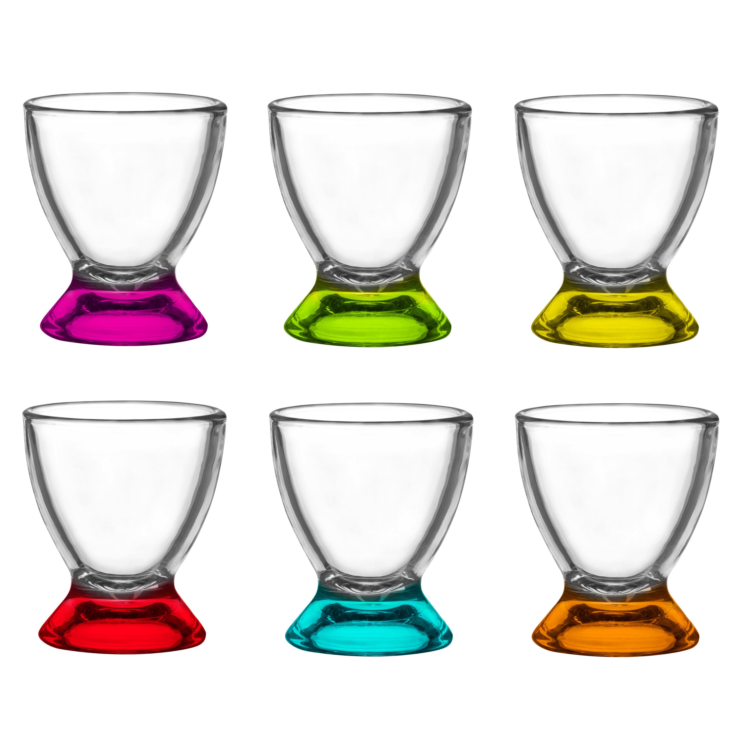 Glasmark Shotglaasjes - glas - gekleurde onderzijde - 12x stuks - 35 ml - shotjes borrelglazen