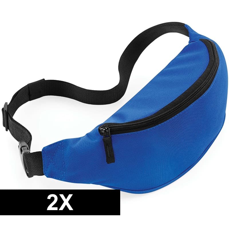 Heuptasje/buideltasje - 2x - blauw - 38 cm - festivaltasjes - Reis/vakantie/wandel tasje