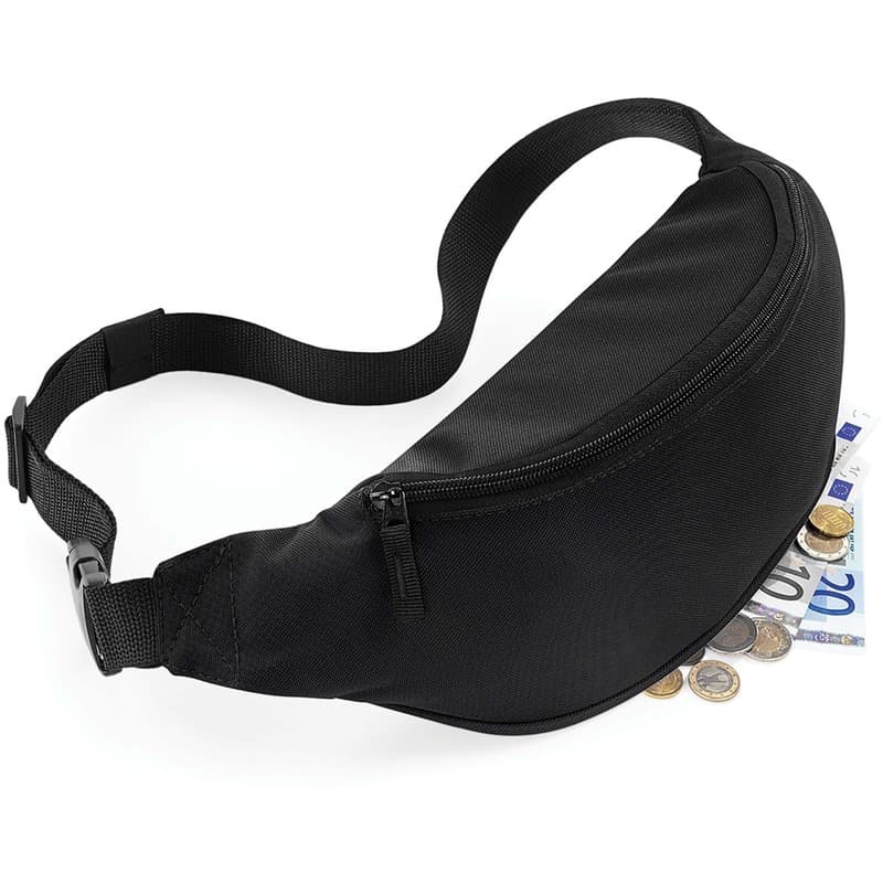 Heuptasje/buideltasje - 2x - zwart - 38 cm - festivaltasjes - Reis/vakantie/wandel tasje