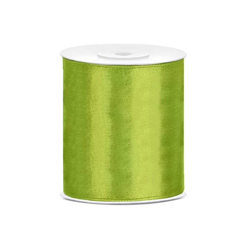 Hobby/knutsel satijnen sierlint - groen - 10 cm x 25 mtr - cadeau lint