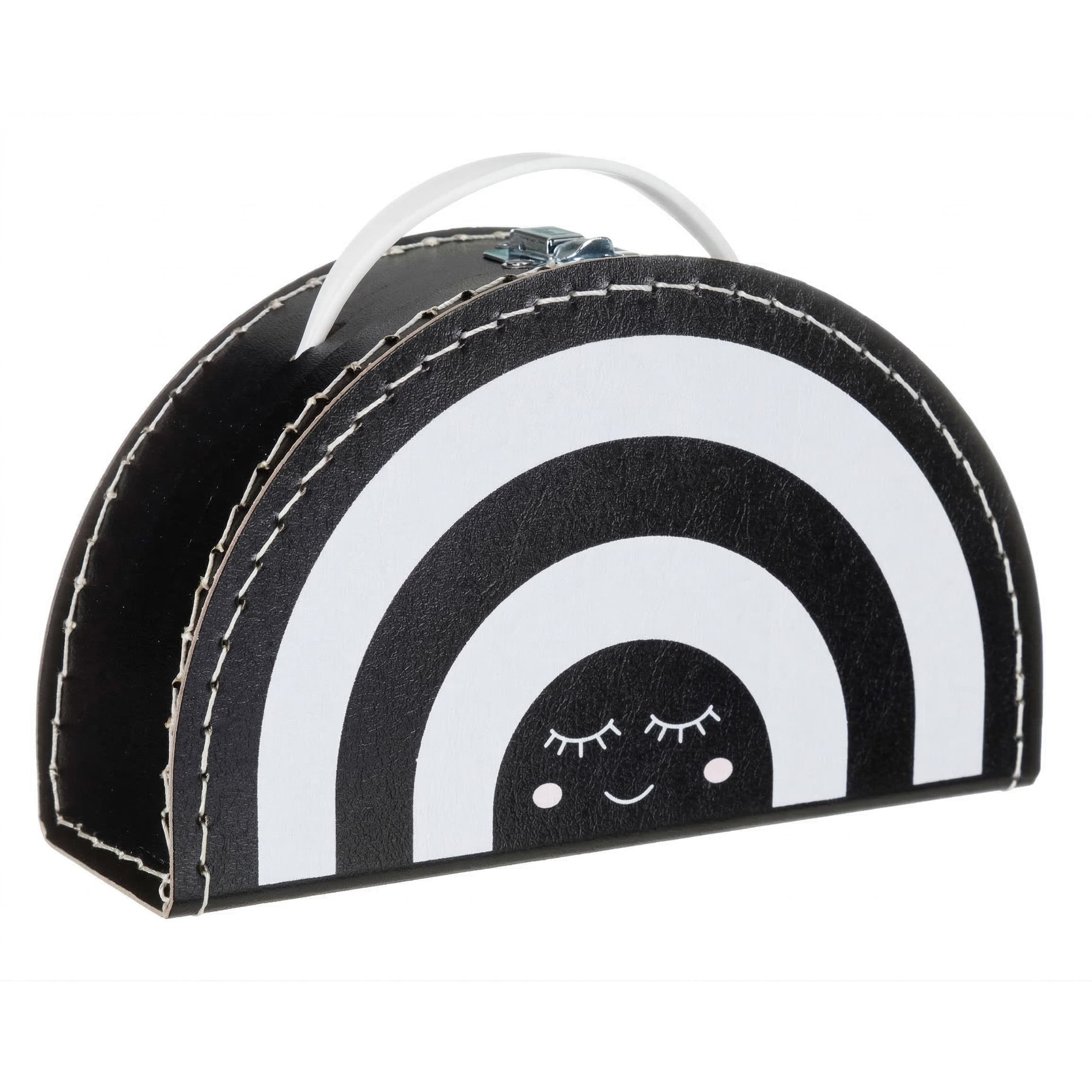 Kinderkoffer regenboog - zwart / wit - 24 cm - karton - opbergkoffer - kraamcadeau