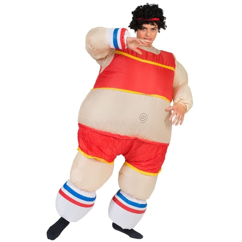 Opblaasbare sport atleet verkleedkleding kostuum - voor volwassenen
