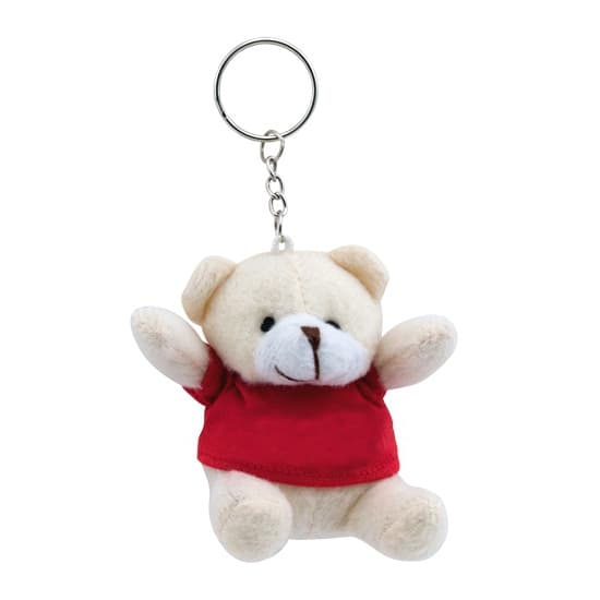 Pluche teddybeer knuffel sleutelhanger - 15x - rood - 8 cm - Beren dieren sleutelhangers