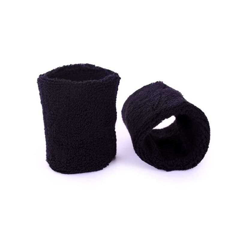 Pols zweetbandjes - 2x stuks - zwart - voor volwassenen