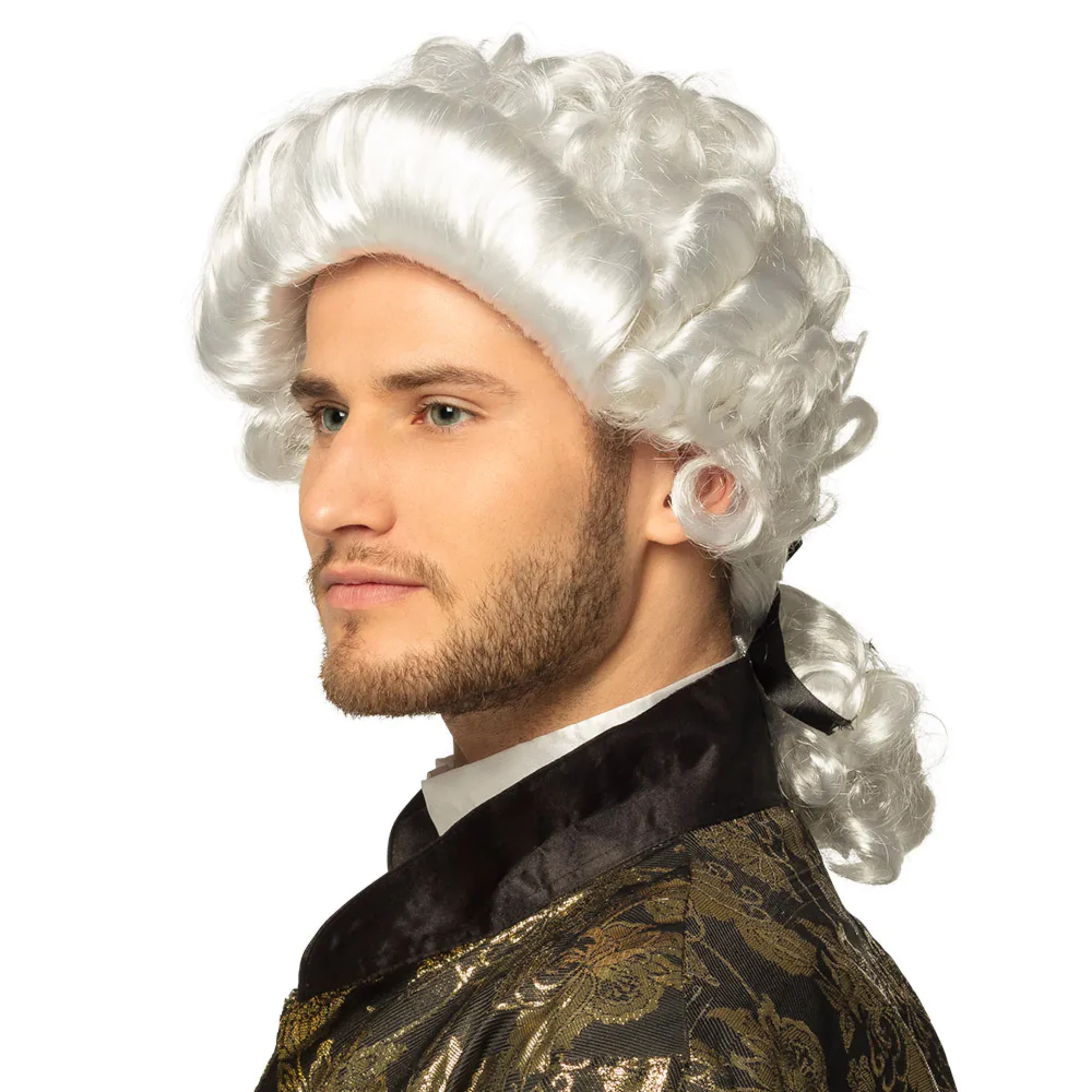 Pruik Barok - wit - heren - lakei - middeleeuwen - edelman - verkleden - carnaval