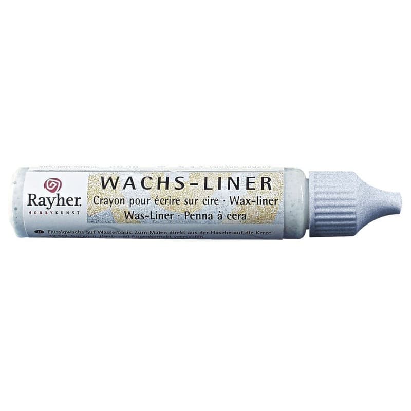 Rayher Hobby Kaars stift - wasliner - wit - glitter - 30 ml - kaarsenstift - kaarsenpen