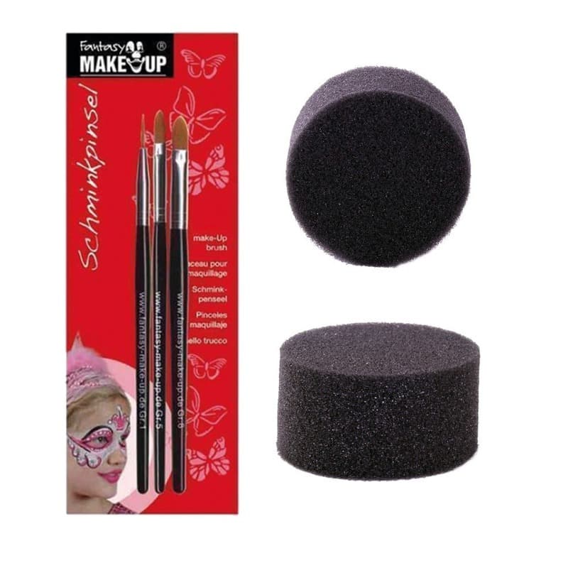 Schmink / make up setje - 2 sponzen - 3 penselen - Schminken - grimeren - universeel