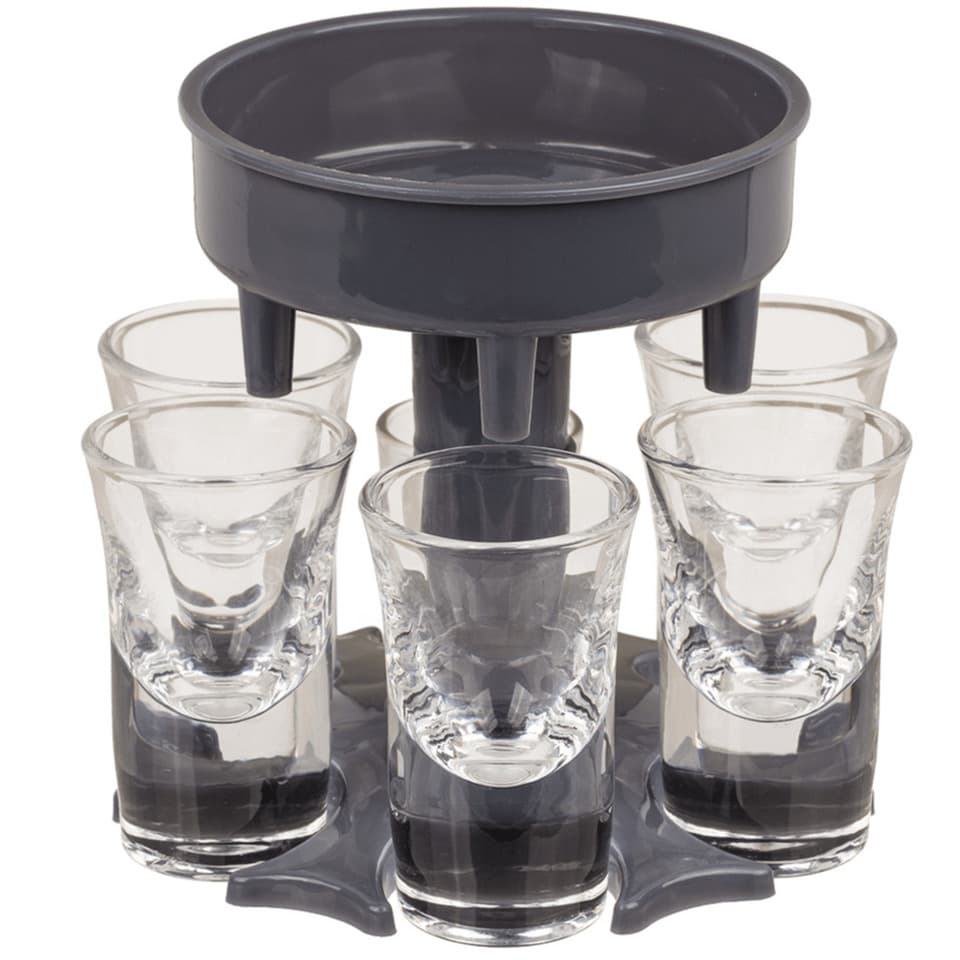 Shotglazen - 6x stuks - glas/kunststof - drank dispenser - shotjes - shotglaasjes