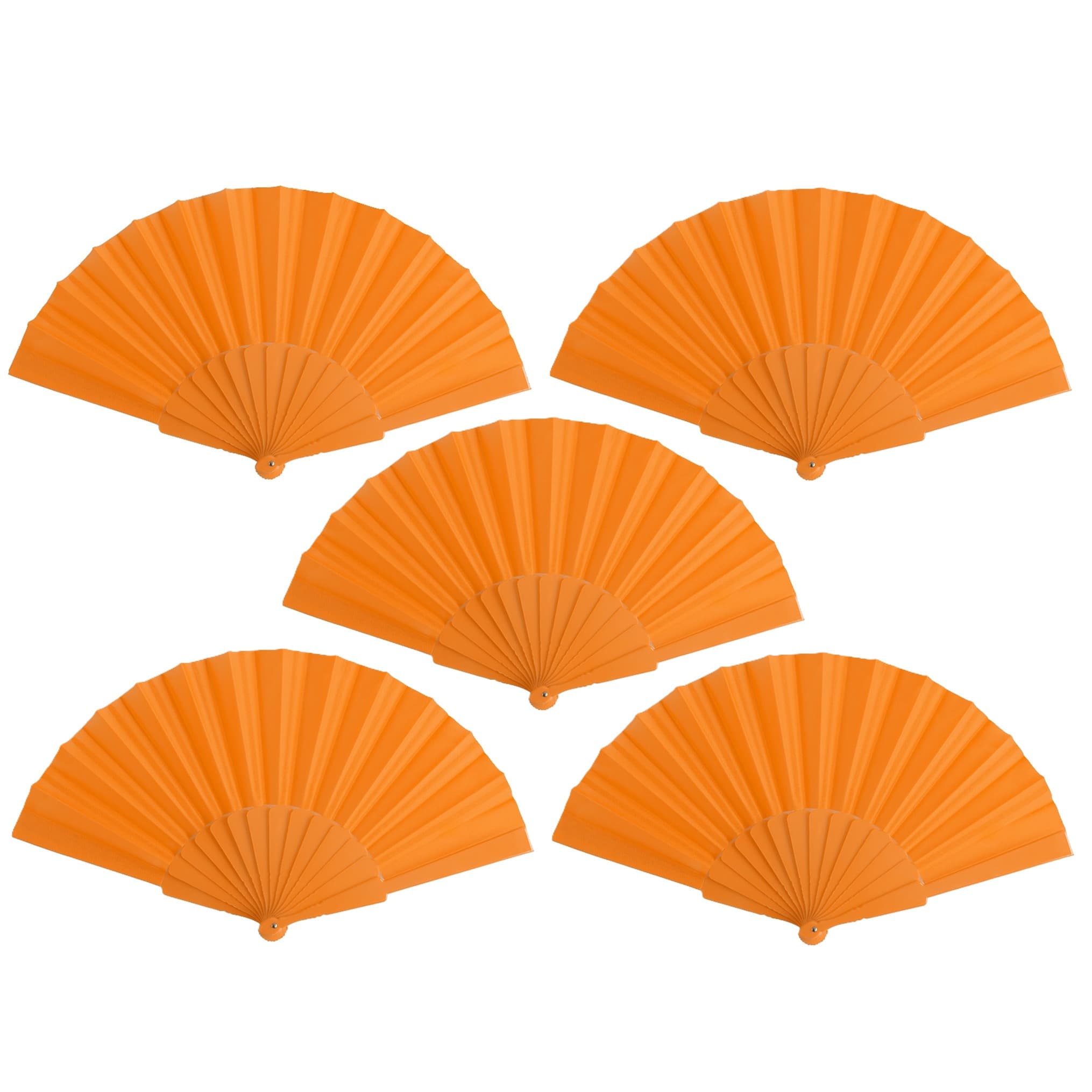 Spaanse Handwaaier - 5x - oranje - 23 x 43 cm - Verkoeling waaiers voor zomerse themperatuur