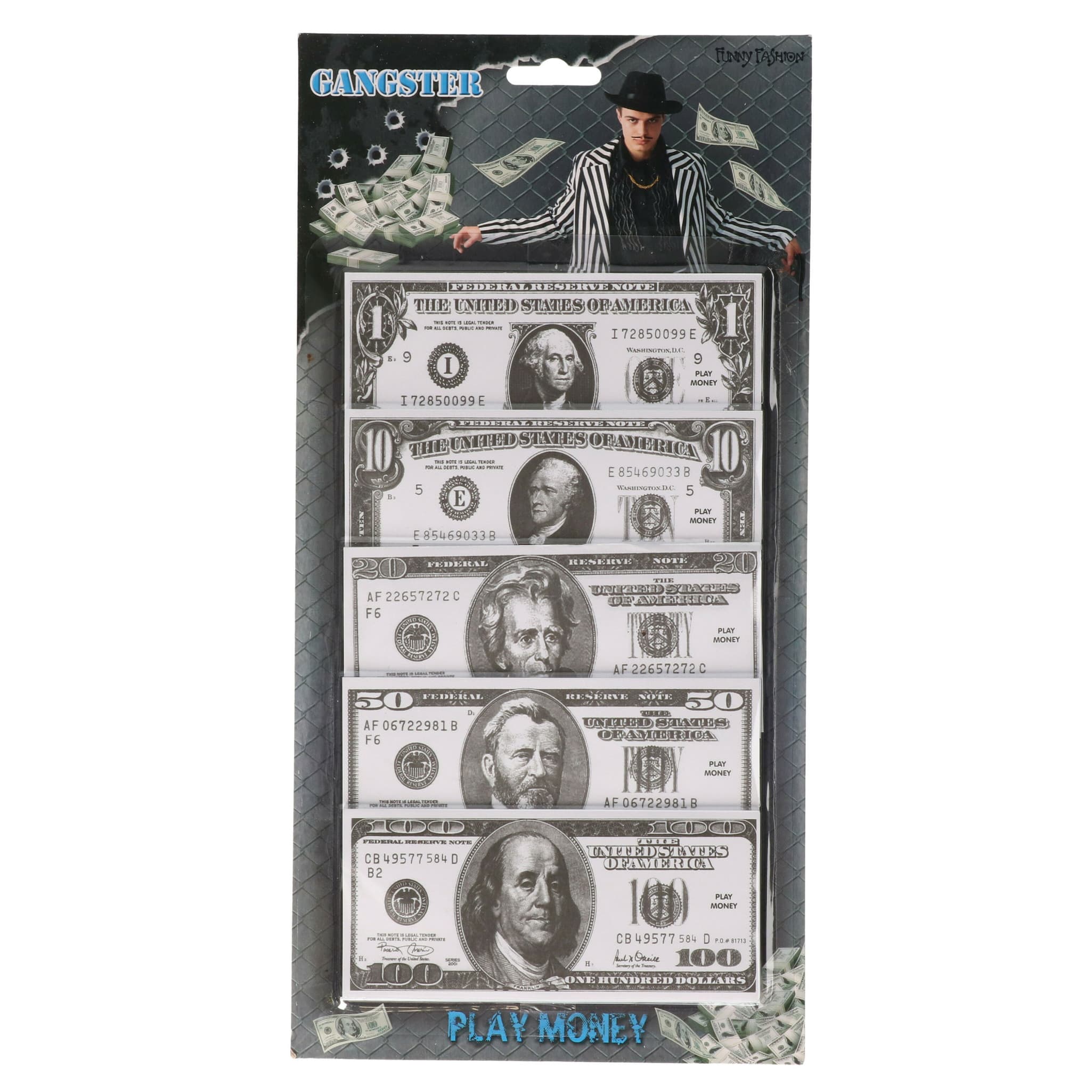 Speelgoed geld - 100x stuks - 1-10-20-50-100 dollar biljetten - 6,5 x 14 cm