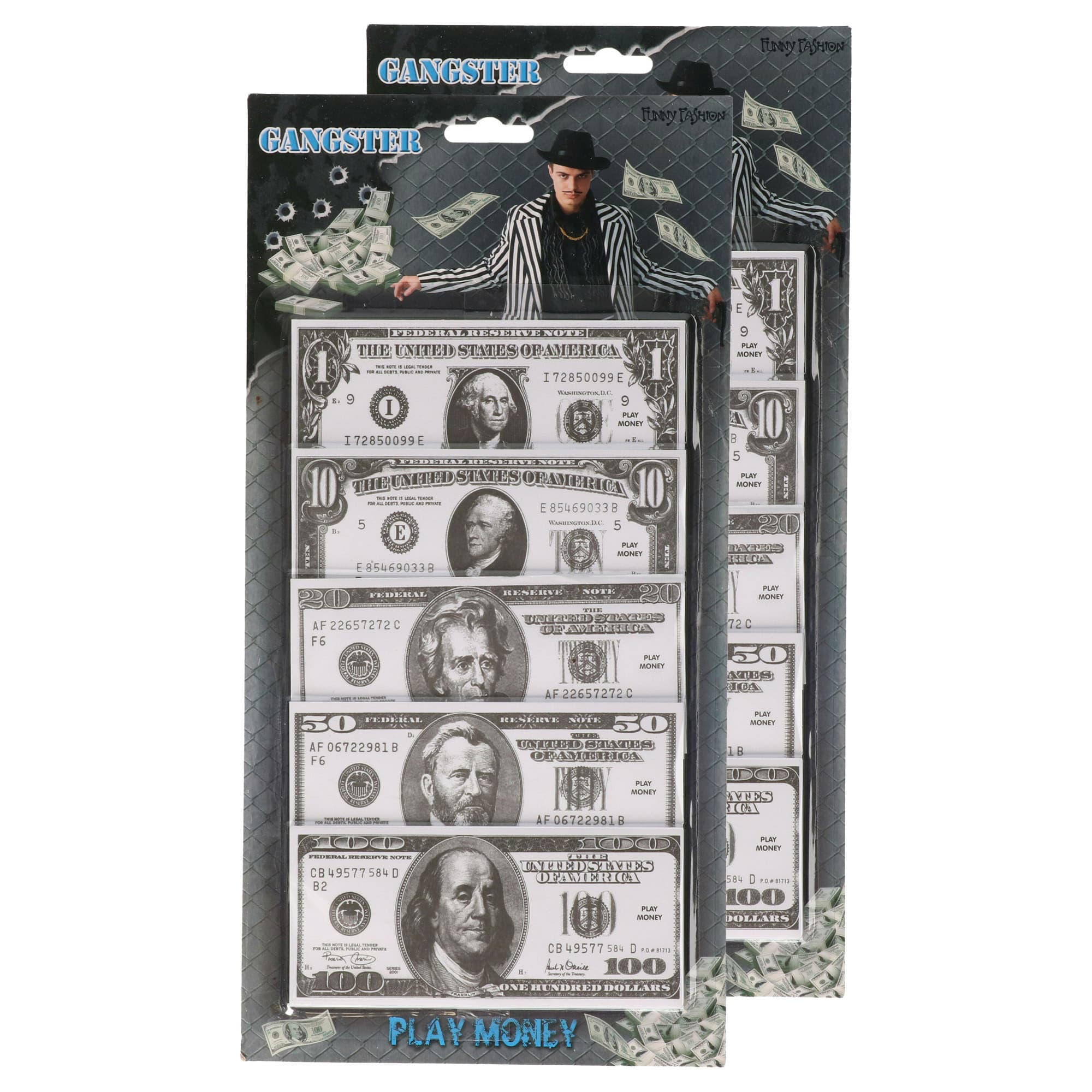 Speelgoed geld - 200x stuks - 1-10-20-50-100 dollar - 6,5 x 14 cm