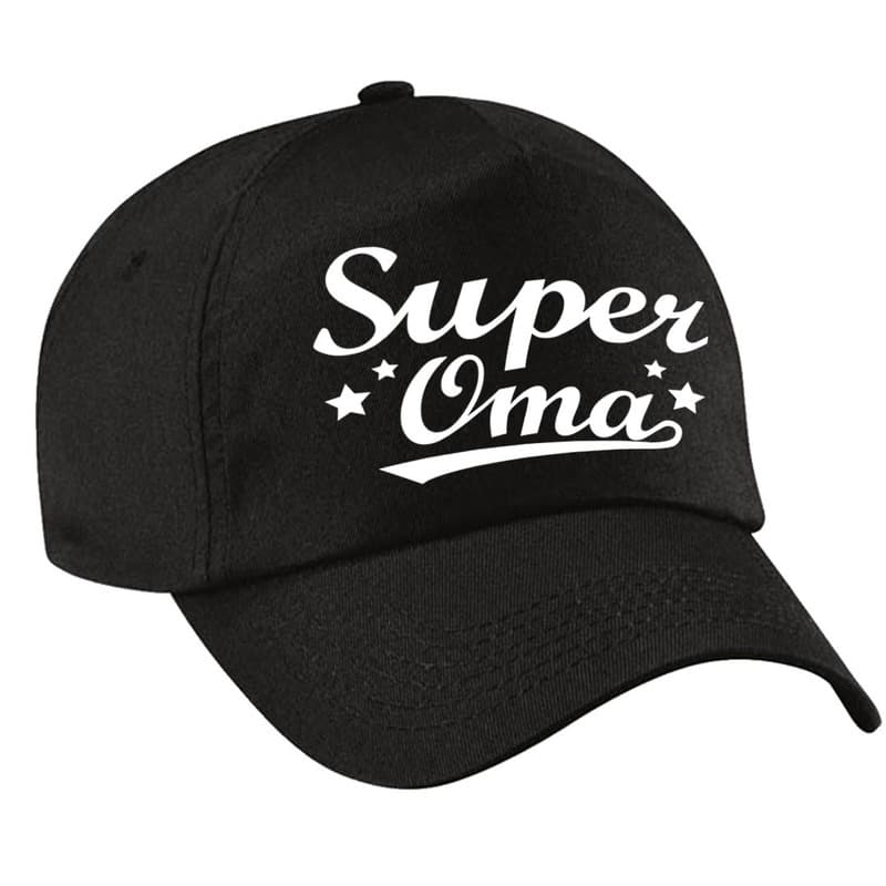 Super oma cadeau tekst petje - baseball cap - zwart - voor volwassenen - cadeau voor oma - moederda