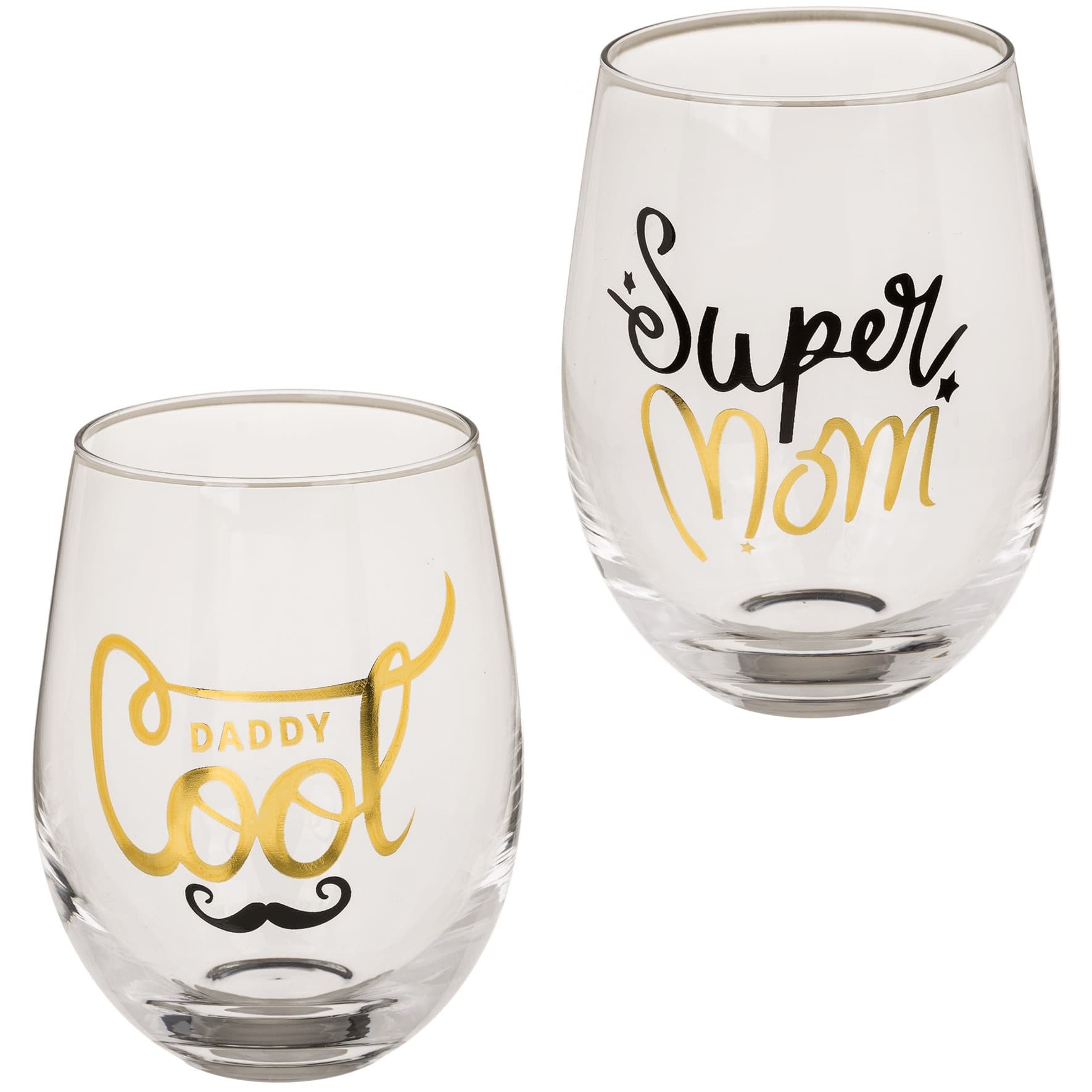 Waterglazen/drinkglazen - 2x - glas - Super Mom & Daddy Cool - 300 ml