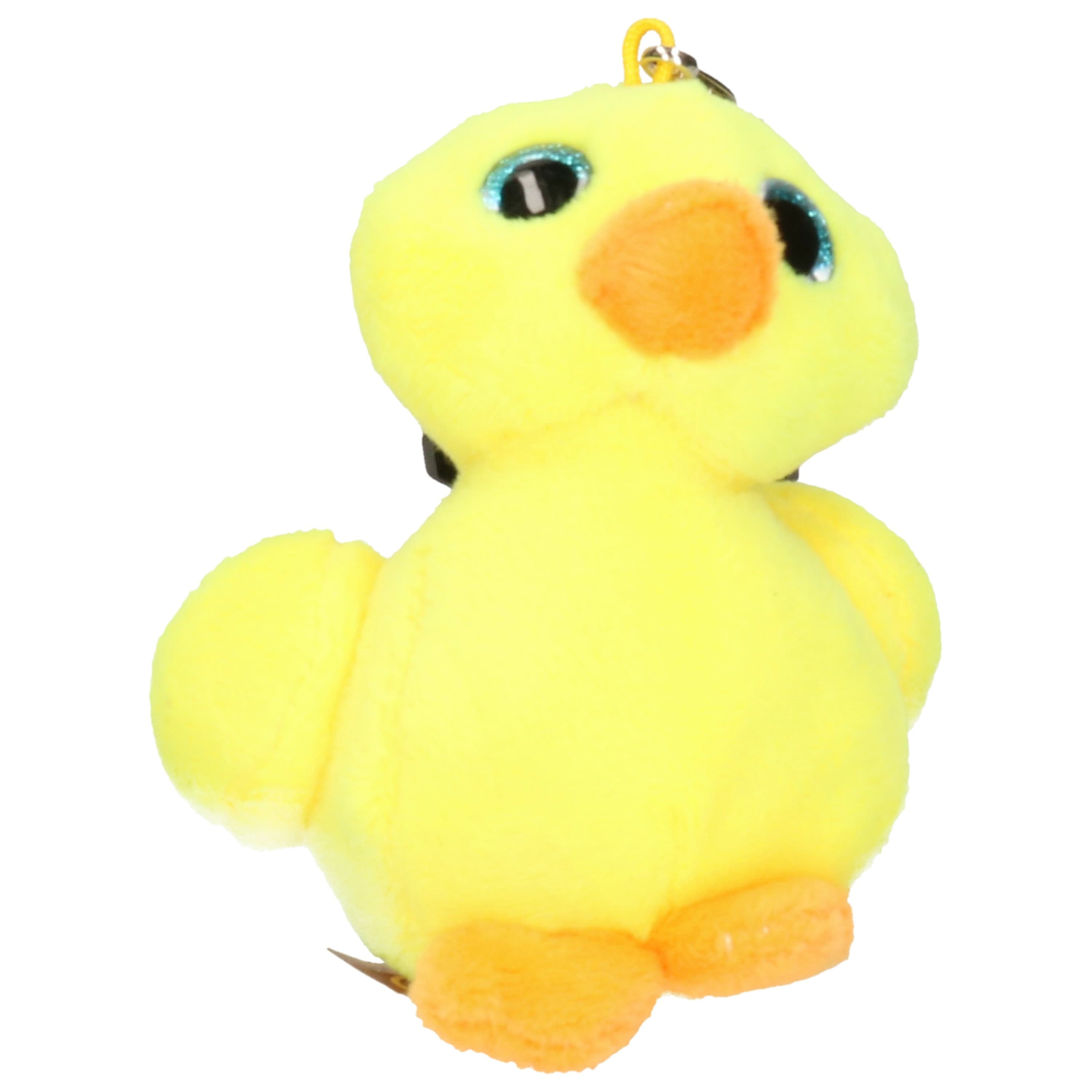 Wild Planet Sleutelhanger Pulletje - 9 cm - geel - baby eend - kuikentje - knuffel