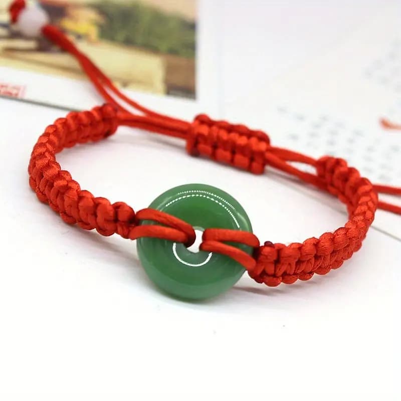 Rode Armband met Groene Jade - Overige Edelsteensoorten - Spiritueelboek.nl