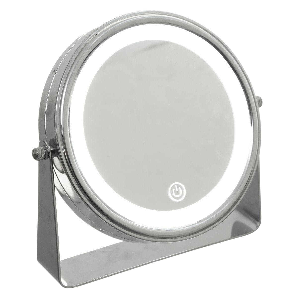 Make-up spiegel / scheerspiegel - met LED verlichting - op standaard - D20 cm - 5x vergroting