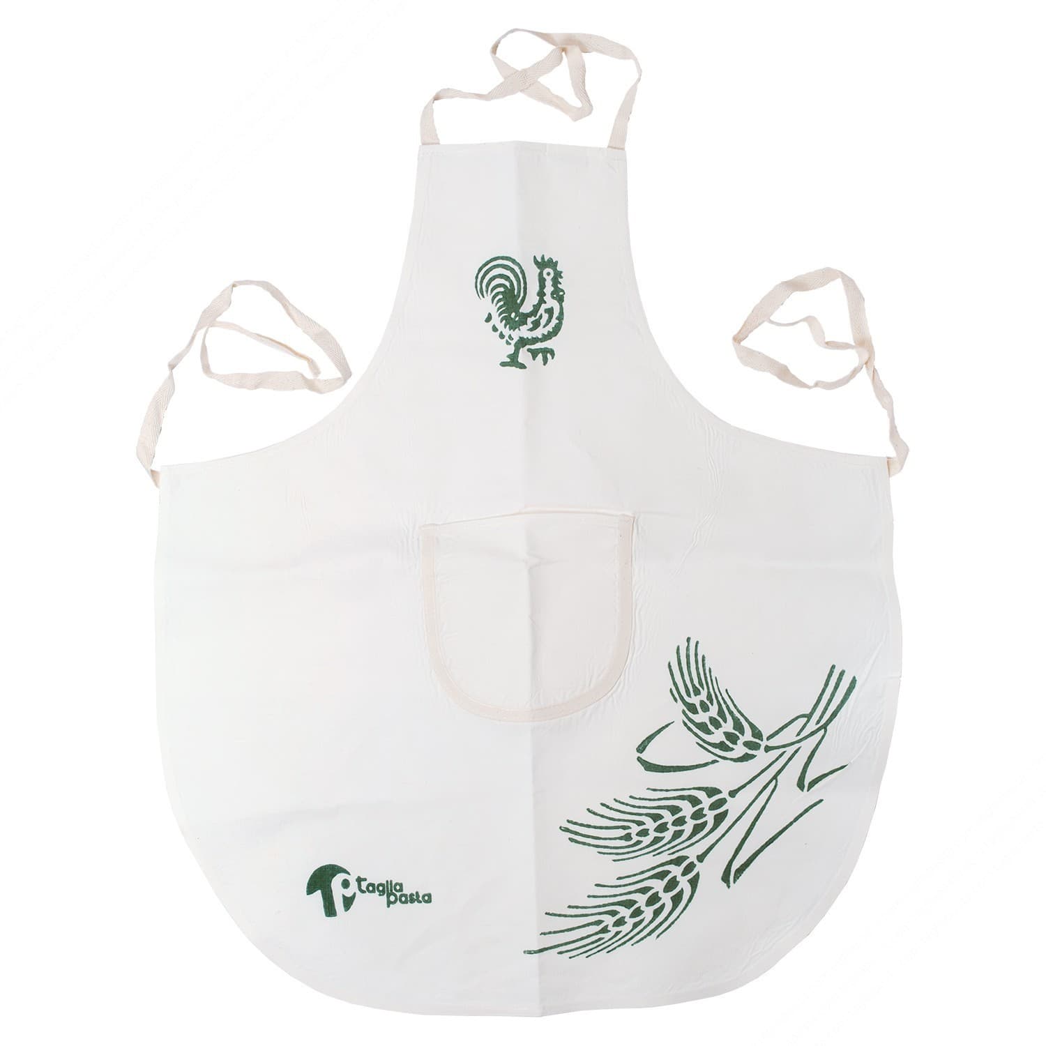 Schort voor kinderen in Katoen-linnen met groene traditionele Romagna patronen - Maatregelen 60x50 cm