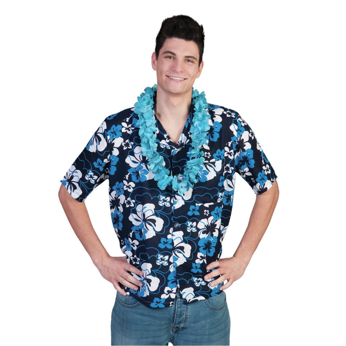Hawaii thema blouse overhemd Honolulu - blauw - heren - party - verkleedkleding