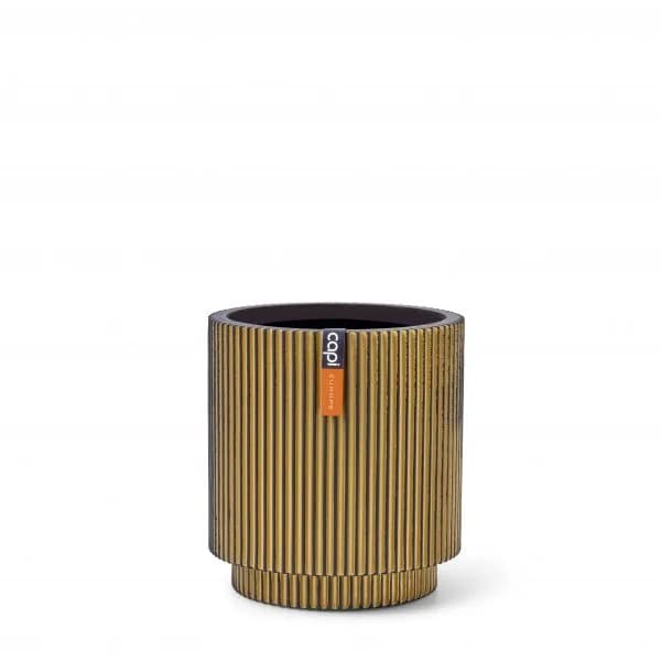 Vaas cilinder groove d23h25 zwart/goud