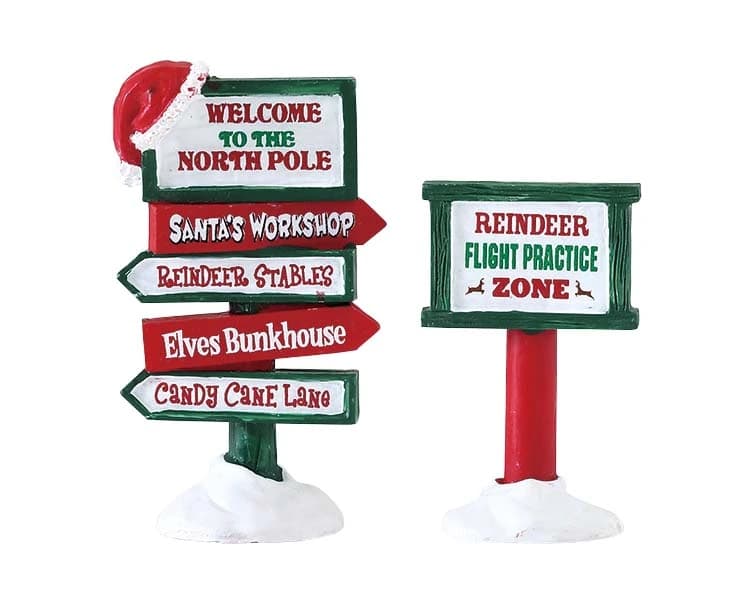 North Pole Signs set 3 stuks Lemax Santa's Wonderland Collection 2024