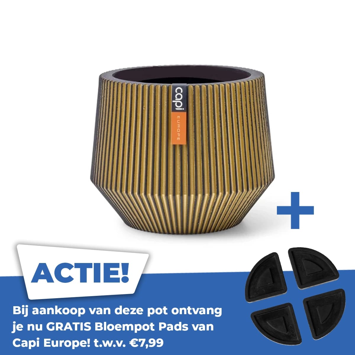 Vaas cilinder geo groove d13h10 zwart/goud