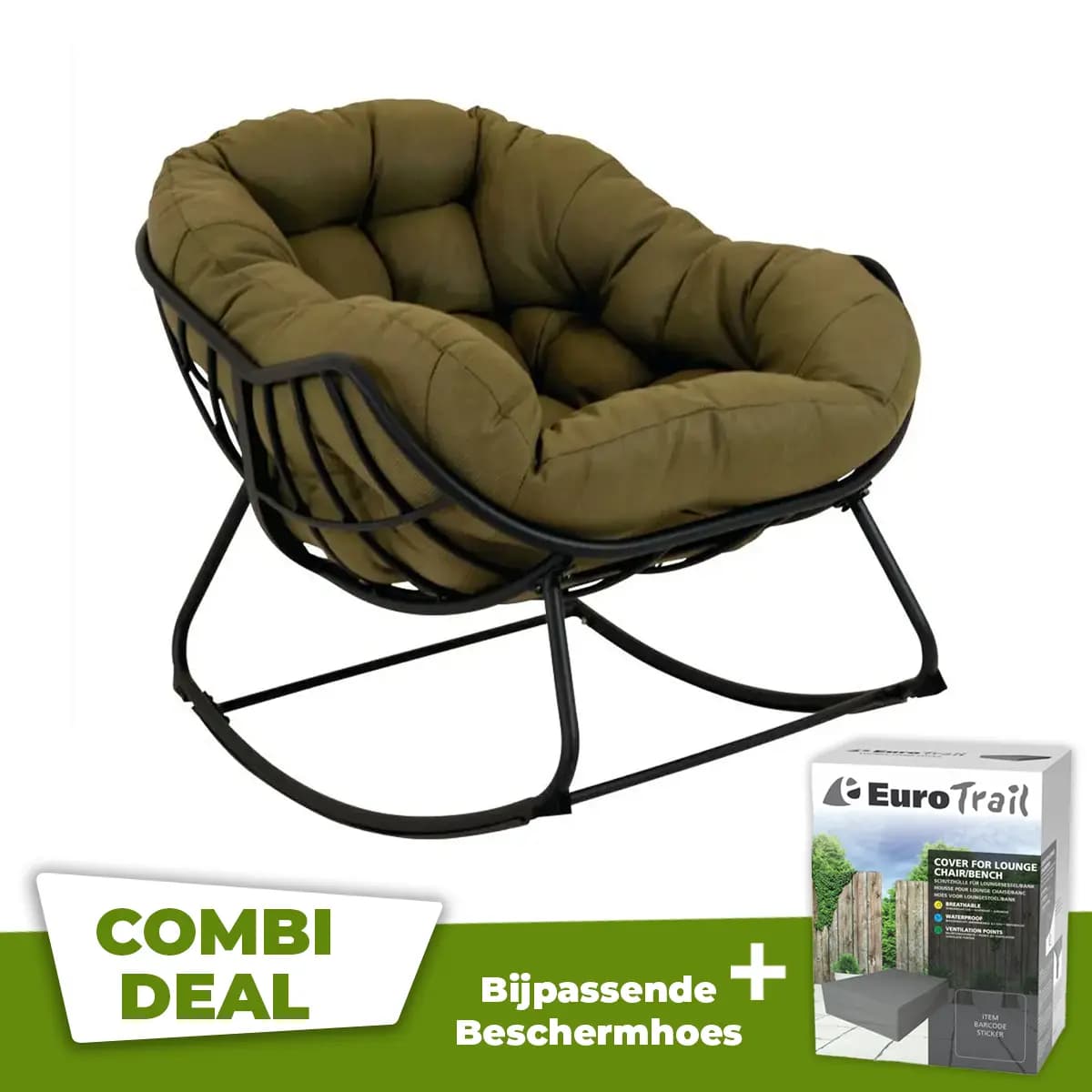 Lounge- schommelstoel Royal Rocking II groen met hoes