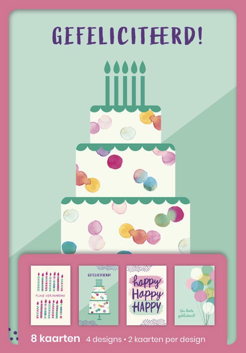Hallmark wenskaarten, gefeliciteerd, blister van 8 stuks