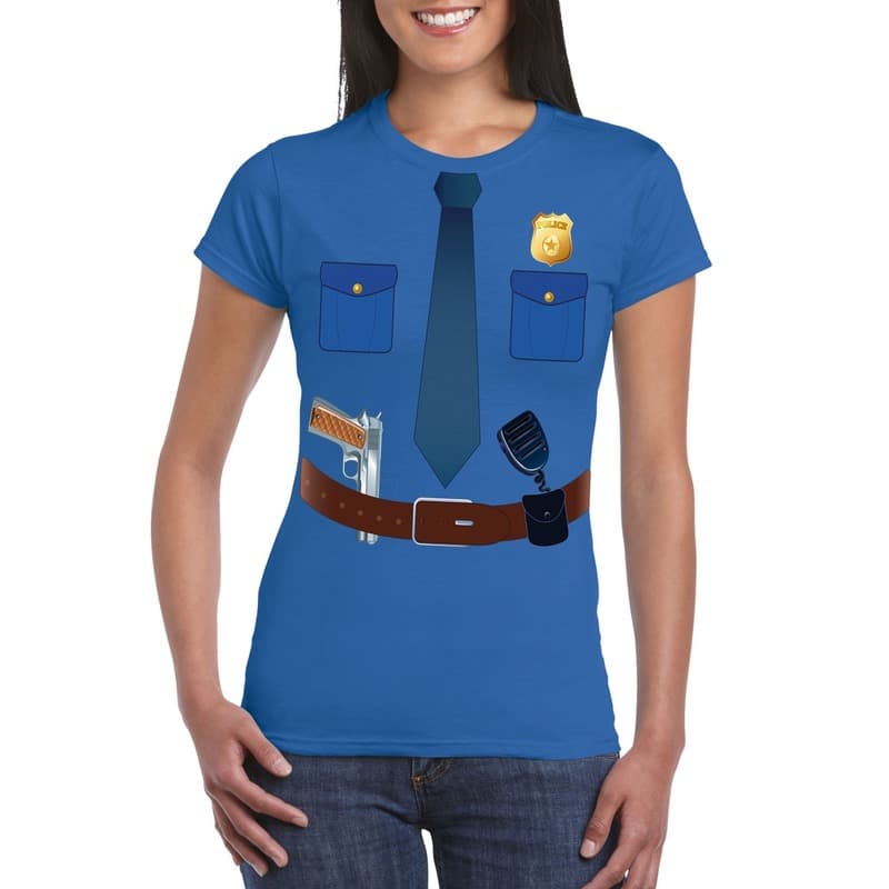 Politie uniform kostuum blauw shirt voor dames - Hulpdiensten verkleedkleding